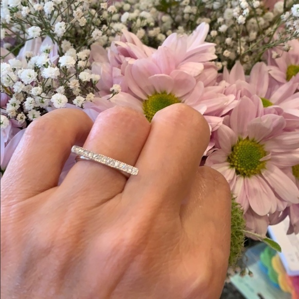 Sterling Silver Channel Clear CZ Bar Ring size 6